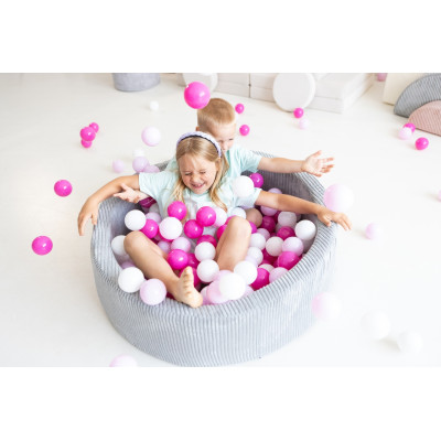 Piscine à balles ronde en velours côtelé avec 300 balles  ⌀90 cm